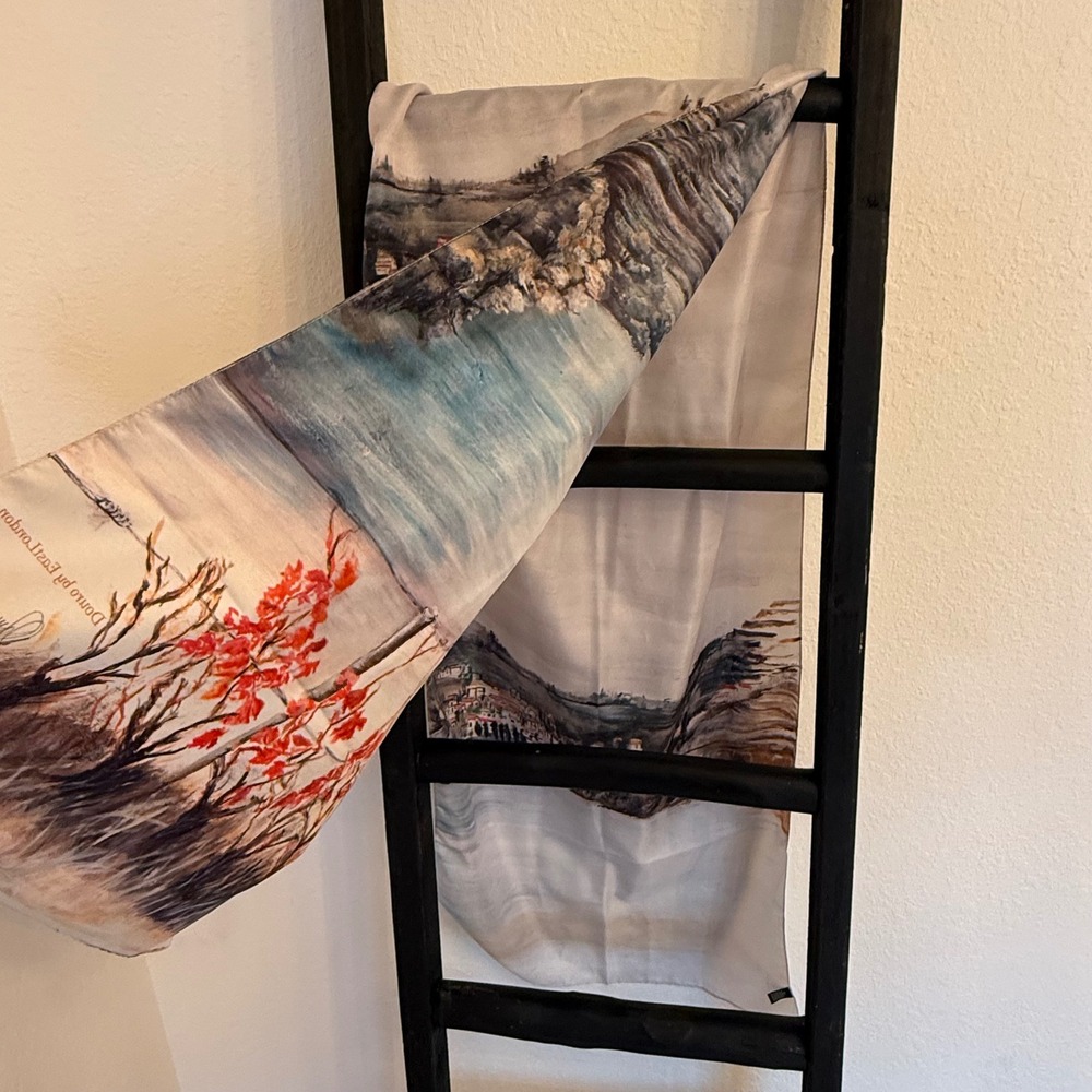 Douro East London Scarf Watercolor Landscape Art Shawl Wrap Travel‎ - Picture 3 of 4